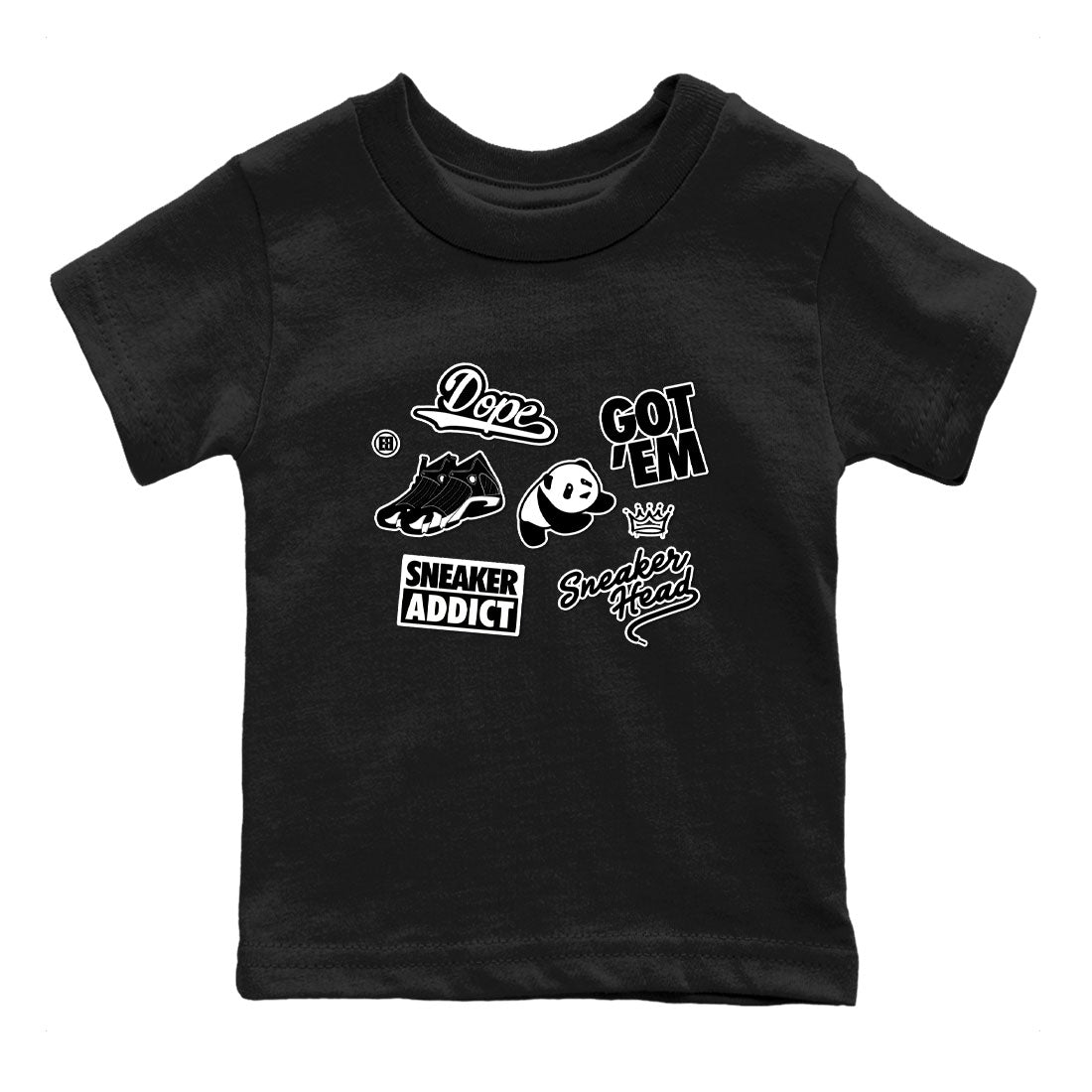 14s Panda shirt to match jordans Sneakerhead Sticker sneaker tees Air Jordan 14 Panda SNRT sneaker release tees baby toddler Black 2 cotton Shirt