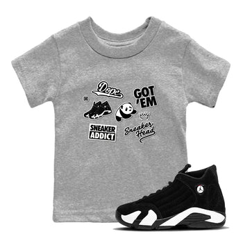 14s Panda shirt to match jordans Sneakerhead Sticker sneaker tees Air Jordan 14 Panda SNRT sneaker release tees baby toddler Heather Grey 1 cotton Shirt