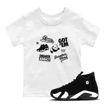 14s Panda shirt to match jordans Sneakerhead Sticker sneaker tees Air Jordan 14 Panda SNRT sneaker release tees baby toddler White 1 cotton Shirt