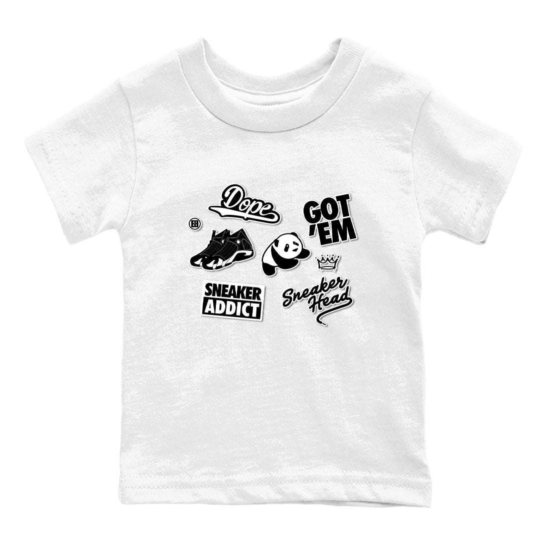 14s Panda shirt to match jordans Sneakerhead Sticker sneaker tees Air Jordan 14 Panda SNRT sneaker release tees baby toddler White 2 cotton Shirt