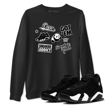 14s Panda shirt to match jordans Sneakerhead Sticker sneaker tees Air Jordan 14 Panda SNRT Sneaker Release Tees unisex cotton Black 1 crew neck shirt