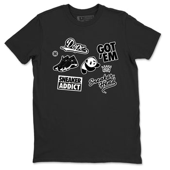 14s Panda shirt to match jordans Sneakerhead Sticker sneaker tees Air Jordan 14 Panda SNRT Sneaker Release Tees unisex cotton Black 2 crew neck shirt