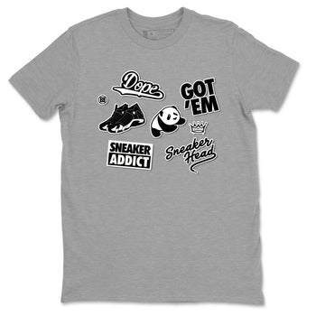 14s Panda shirt to match jordans Sneakerhead Sticker sneaker tees Air Jordan 14 Panda SNRT Sneaker Release Tees unisex cotton Heather Grey 2 crew neck shirt