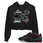 Air Jordan 2 Low Christmas shirt to match jordans Speicla Holiday Christmas Shirts Sneakerhead Sticker sneaker tees Air Jordan 2 Christmas SNRT Sneaker Tees Sneaker Matching Shirt Black 1 Crop T-Shirt