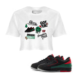 Air Jordan 2 Low Christmas shirt to match jordans Speicla Holiday Christmas Shirts Sneakerhead Sticker sneaker tees Air Jordan 2 Christmas SNRT Sneaker Tees Sneaker Matching Shirt White 1 Crop T-Shirt