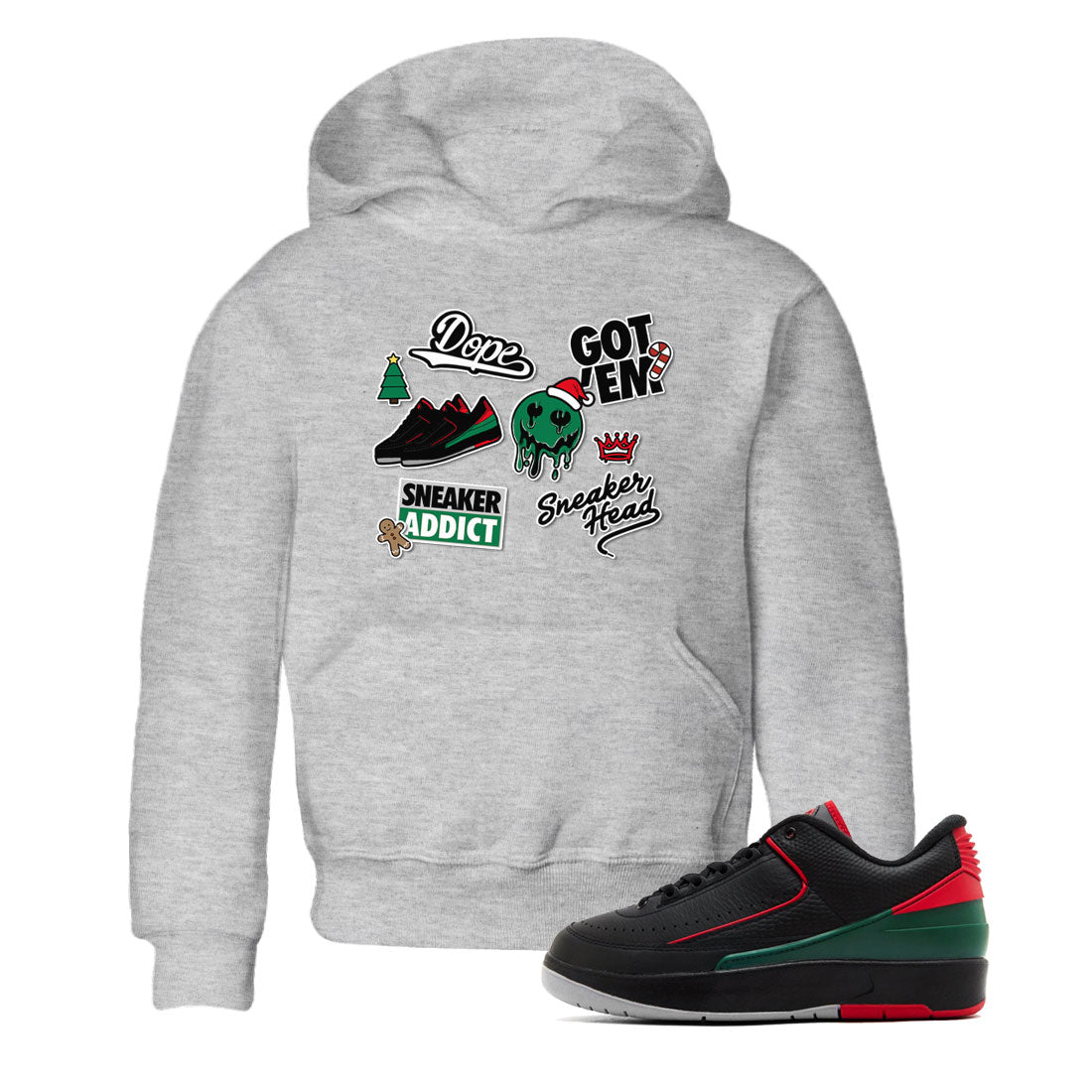 Air Jordan 2 Low Christmas shirt to match jordans Speicla Holiday Christmas Shirts Sneakerhead Sticker sneaker tees Air Jordan 2 Christmas SNRT Sneaker Tees Sneaker Matching Shirt Baby Toddler Heather Grey 1 T-Shirt