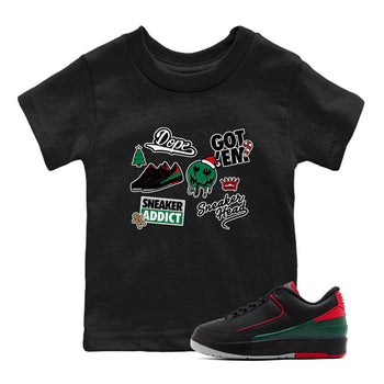Air Jordan 2 Low Christmas shirt to match jordans Speicla Holiday Christmas Shirts Sneakerhead Sticker sneaker tees Air Jordan 2 Christmas SNRT Sneaker Tees Sneaker Matching Shirt Baby Toddler Black 1 T-Shirt