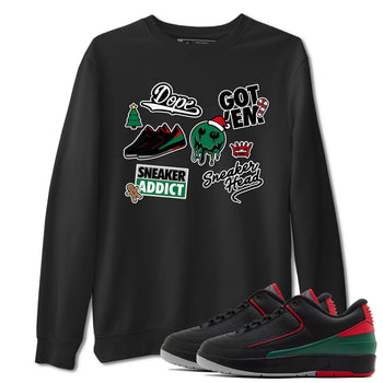 Air Jordan 2 Low Christmas shirt to match jordans Speicla Holiday Christmas Shirts Sneakerhead Sticker sneaker tees Air Jordan 2 Christmas SNRT Sneaker Tees Sneaker Matching Shirt Unisex Black 1 T-Shirt