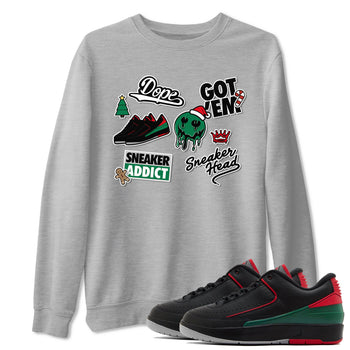 Air Jordan 2 Low Christmas shirt to match jordans Speicla Holiday Christmas Shirts Sneakerhead Sticker sneaker tees Air Jordan 2 Christmas SNRT Sneaker Tees Sneaker Matching Shirt Unisex Heather Grey 1 T-Shirt