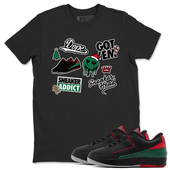 Air Jordan 2 Low Christmas shirt to match jordans Speicla Holiday Christmas Shirts Sneakerhead Sticker sneaker tees Air Jordan 2 Christmas SNRT Sneaker Tees Sneaker Matching Shirt Unisex Black 1 T-Shirt