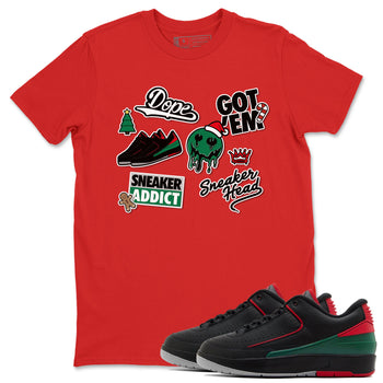 Air Jordan 2 Low Christmas shirt to match jordans Speicla Holiday Christmas Shirts Sneakerhead Sticker sneaker tees Air Jordan 2 Christmas SNRT Sneaker Tees Sneaker Matching Shirt Unisex Red 1 T-Shirt