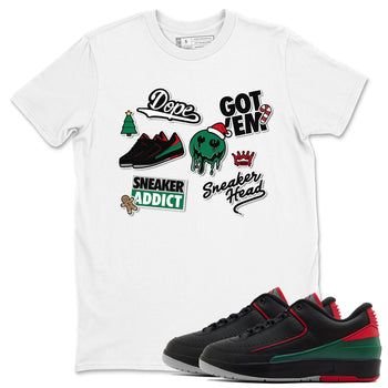 Air Jordan 2 Low Christmas shirt to match jordans Speicla Holiday Christmas Shirts Sneakerhead Sticker sneaker tees Air Jordan 2 Christmas SNRT Sneaker Tees Sneaker Matching Shirt Unisex White 1 T-Shirt