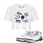 3s Midnight Navy shirt to match jordans Sneakerhead Sticker sneaker match tee Air Jordan 3 Midnight Navy SNRT Sneaker Tees White 1 women's crop tee