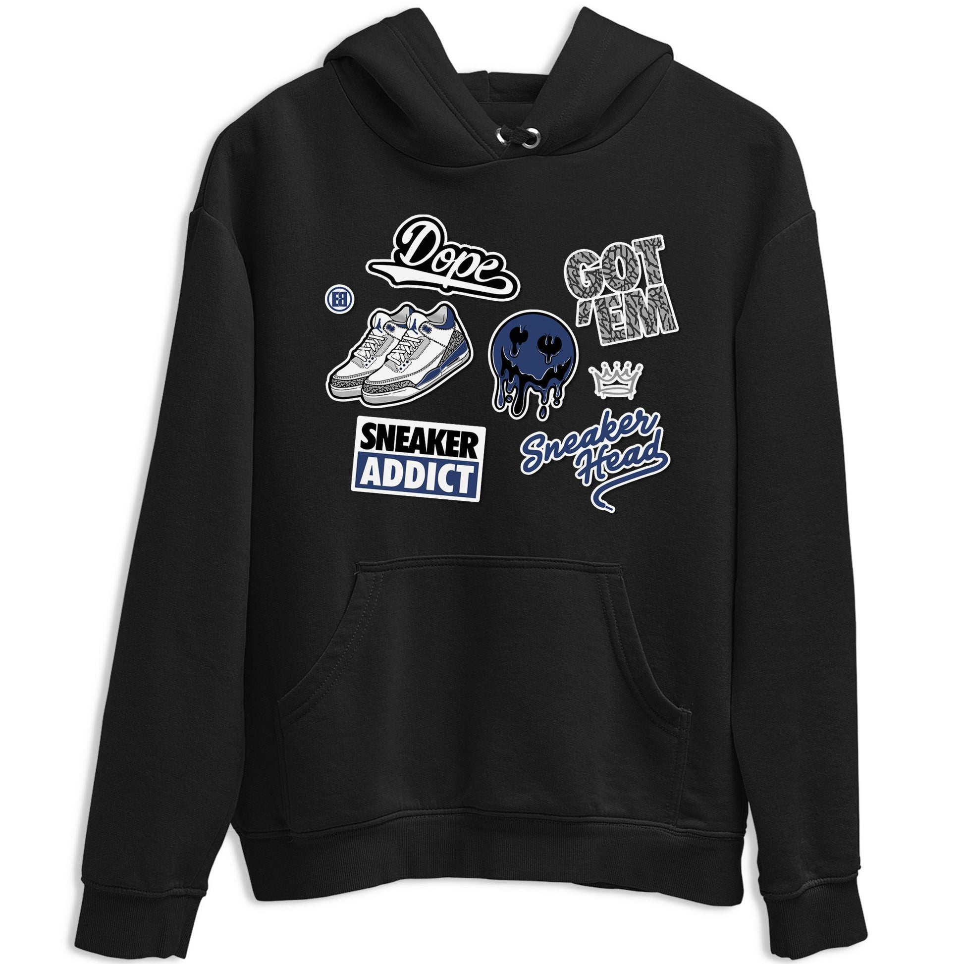 3s Midnight Navy shirt to match jordans Sneakerhead Sticker sneaker match tee Air Jordan 3 Midnight Navy SNRT Sneaker Tees unisex cotton Black 2 crew neck shirt