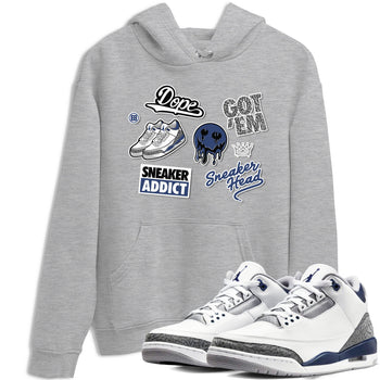 3s Midnight Navy shirt to match jordans Sneakerhead Sticker sneaker match tee Air Jordan 3 Midnight Navy SNRT Sneaker Tees unisex cotton Heather Grey 1 crew neck shirt