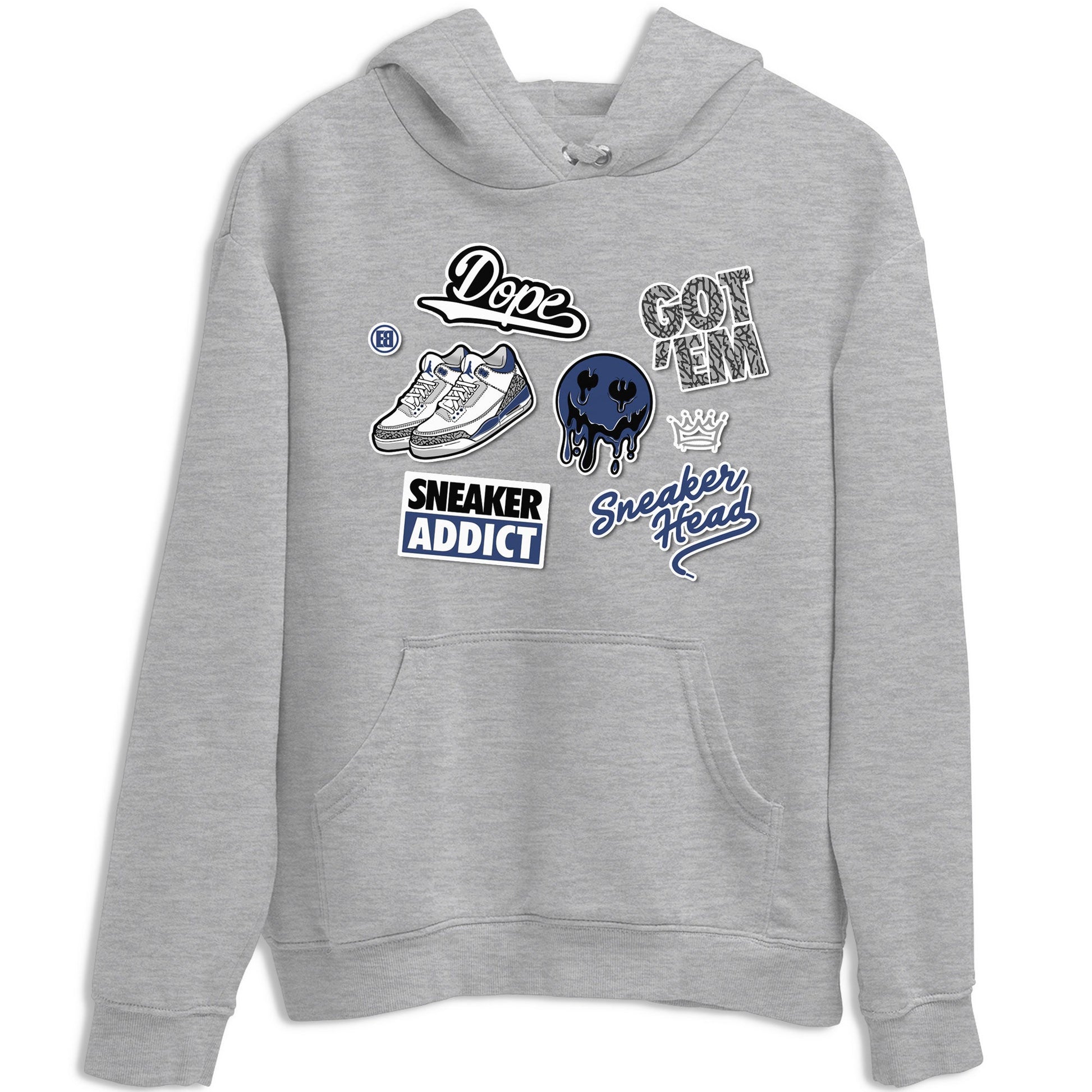 3s Midnight Navy shirt to match jordans Sneakerhead Sticker sneaker match tee Air Jordan 3 Midnight Navy SNRT Sneaker Tees unisex cotton Heather Grey 2 crew neck shirt