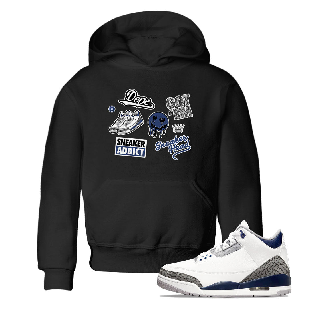 3s Midnight Navy shirt to match jordans Sneakerhead Sticker sneaker match tee Air Jordan 3 Midnight Navy SNRT Sneaker Tees baby toddler Black 1 cotton Shirt