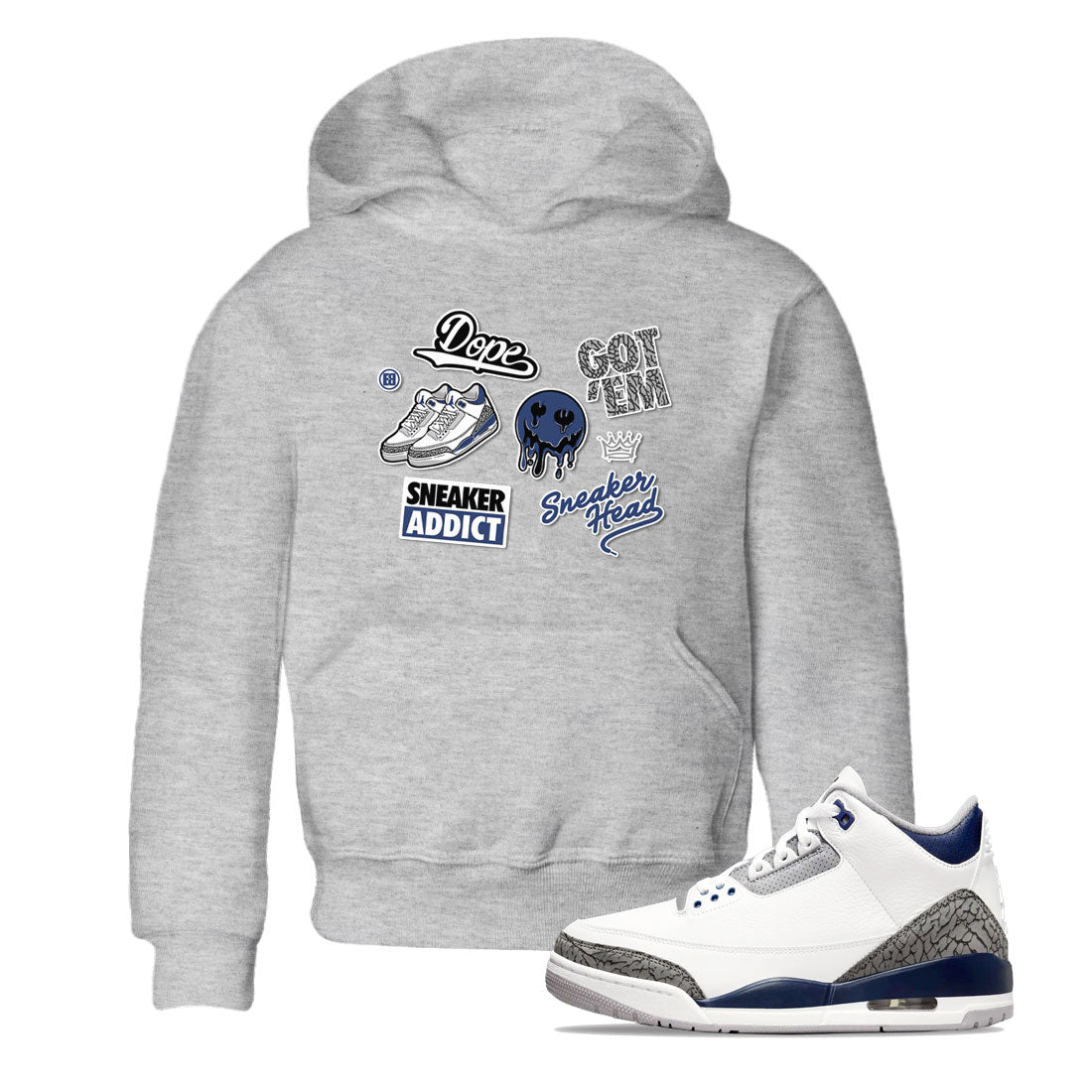 3s Midnight Navy shirt to match jordans Sneakerhead Sticker sneaker match tee Air Jordan 3 Midnight Navy SNRT Sneaker Tees baby toddler Heather Grey 1 cotton Shirt
