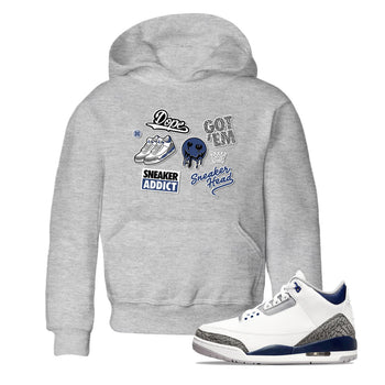 3s Midnight Navy shirt to match jordans Sneakerhead Sticker sneaker match tee Air Jordan 3 Midnight Navy SNRT Sneaker Tees baby toddler Heather Grey 1 cotton Shirt