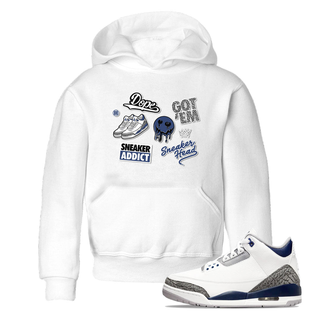 3s Midnight Navy shirt to match jordans Sneakerhead Sticker sneaker match tee Air Jordan 3 Midnight Navy SNRT Sneaker Tees baby toddler White 1 cotton Shirt