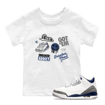 3s Midnight Navy shirt to match jordans Sneakerhead Sticker sneaker match tee Air Jordan 3 Midnight Navy SNRT Sneaker Tees baby toddler White 1 cotton Shirt