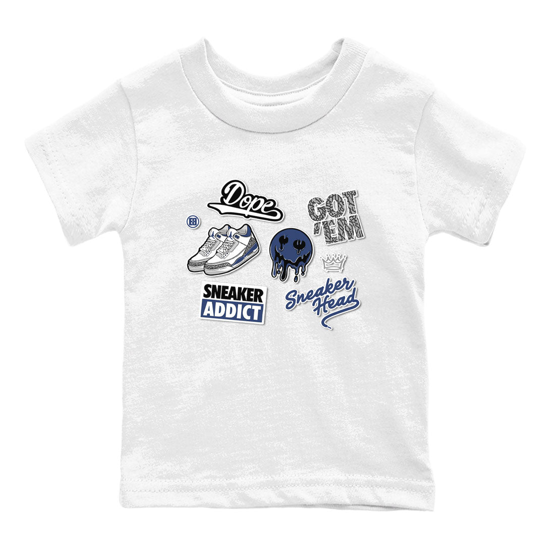 3s Midnight Navy shirt to match jordans Sneakerhead Sticker sneaker match tee Air Jordan 3 Midnight Navy SNRT Sneaker Tees baby toddler White 2 cotton Shirt