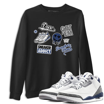 3s Midnight Navy shirt to match jordans Sneakerhead Sticker sneaker match tee Air Jordan 3 Midnight Navy SNRT Sneaker Tees unisex cotton Black 1 crew neck shirt