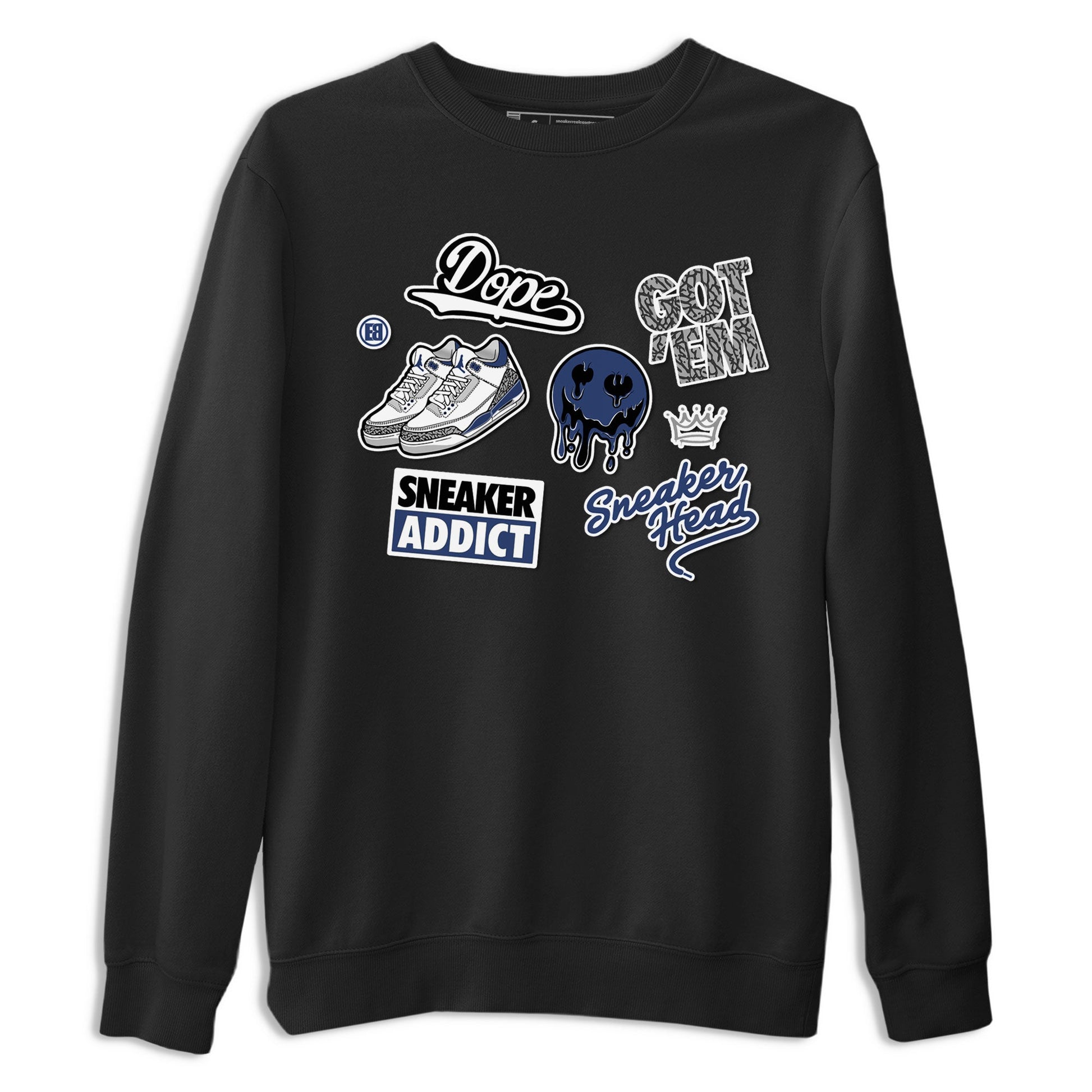 3s Midnight Navy shirt to match jordans Sneakerhead Sticker sneaker match tee Air Jordan 3 Midnight Navy SNRT Sneaker Tees unisex cotton Black 2 crew neck shirt