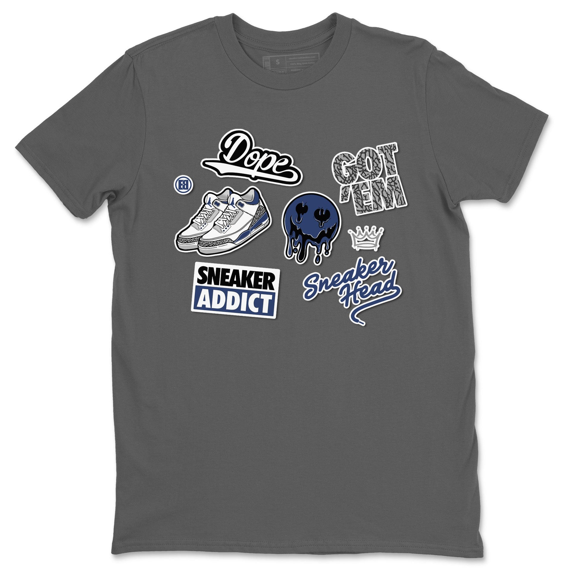 3s Midnight Navy shirt to match jordans Sneakerhead Sticker sneaker match tee Air Jordan 3 Midnight Navy SNRT Sneaker Tees unisex cotton Cool Grey 2 crew neck shirt