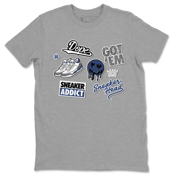 3s Midnight Navy shirt to match jordans Sneakerhead Sticker sneaker match tee Air Jordan 3 Midnight Navy SNRT Sneaker Tees unisex cotton Heather Grey 2 crew neck shirt