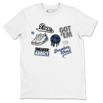 3s Midnight Navy shirt to match jordans Sneakerhead Sticker sneaker match tee Air Jordan 3 Midnight Navy SNRT Sneaker Tees unisex cotton White 2 crew neck shirt