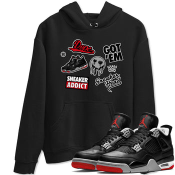 AJ4 Retro Bred Reimagined shirt to match jordans Sneakerhead Sticker sneaker tees Air Jordan 4 Retro Bred Reimagined SNRT sneaker release Tees unisex cotton Black 1 crew neck shirt