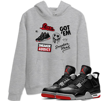 AJ4 Retro Bred Reimagined shirt to match jordans Sneakerhead Sticker sneaker tees Air Jordan 4 Retro Bred Reimagined SNRT sneaker release Tees unisex cotton Heather Grey 1 crew neck shirt