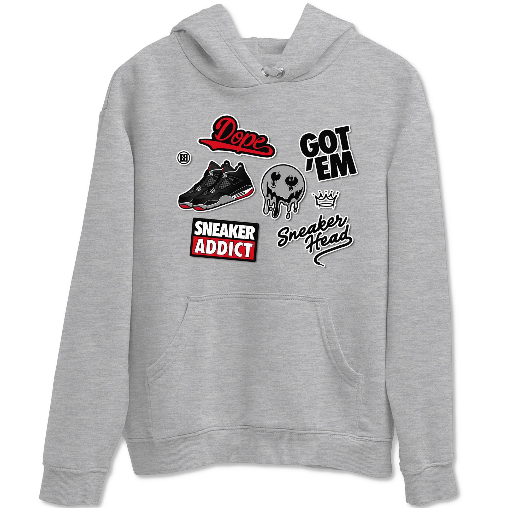 AJ4 Retro Bred Reimagined shirt to match jordans Sneakerhead Sticker sneaker tees Air Jordan 4 Retro Bred Reimagined SNRT sneaker release Tees unisex cotton Heather Grey 2 crew neck shirt