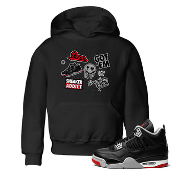 AJ4 Retro Bred Reimagined shirt to match jordans Sneakerhead Sticker sneaker tees Air Jordan 4 Retro Bred Reimagined SNRT sneaker release tees baby toddler Black 1 cotton Shirt