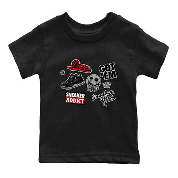 AJ4 Retro Bred Reimagined shirt to match jordans Sneakerhead Sticker sneaker tees Air Jordan 4 Retro Bred Reimagined SNRT sneaker release tees baby toddler Black 2 cotton Shirt