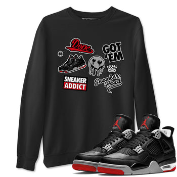 AJ4 Retro Bred Reimagined shirt to match jordans Sneakerhead Sticker sneaker tees Air Jordan 4 Retro Bred Reimagined SNRT sneaker release Tees unisex cotton Black 1 crew neck shirt