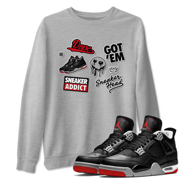 AJ4 Retro Bred Reimagined shirt to match jordans Sneakerhead Sticker sneaker tees Air Jordan 4 Retro Bred Reimagined SNRT sneaker release Tees unisex cotton Heather Grey 1 crew neck shirt
