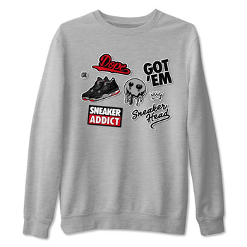 AJ4 Retro Bred Reimagined shirt to match jordans Sneakerhead Sticker sneaker tees Air Jordan 4 Retro Bred Reimagined SNRT sneaker release Tees unisex cotton Heather Grey 2 crew neck shirt