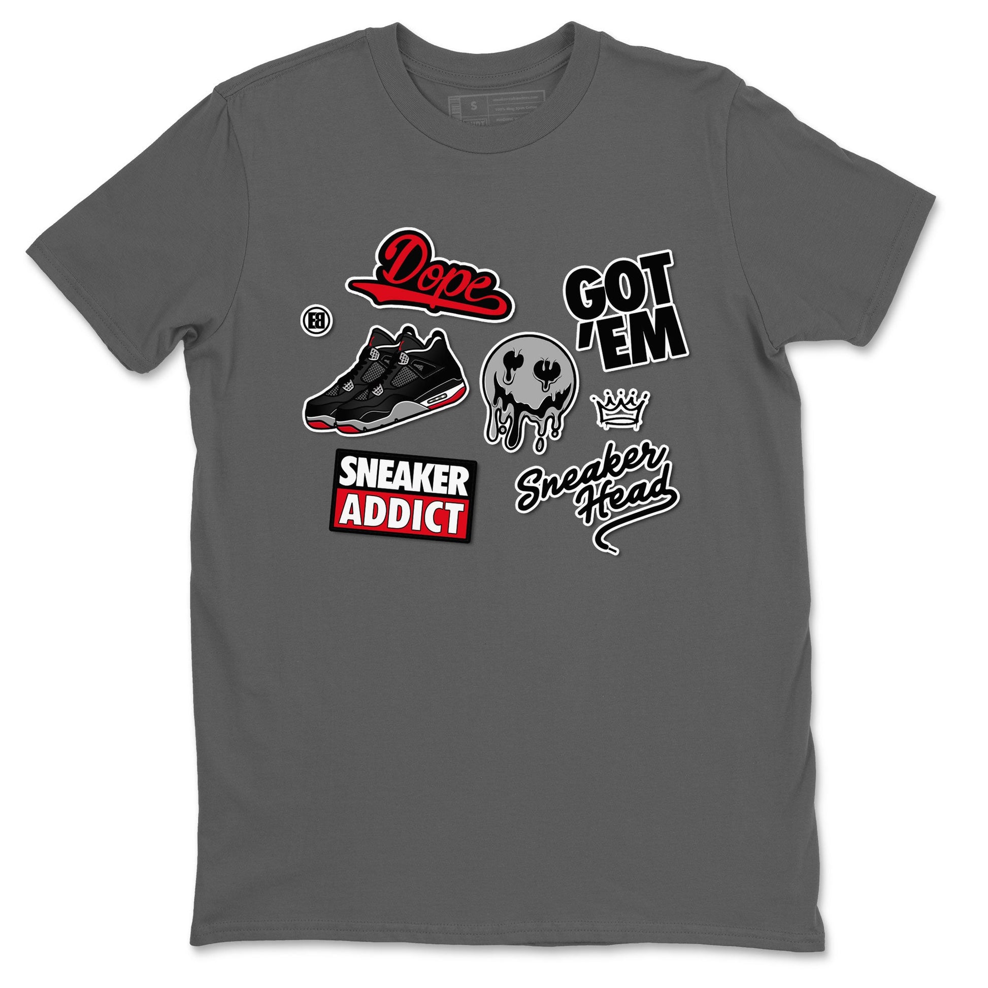 AJ4 Retro Bred Reimagined shirt to match jordans Sneakerhead Sticker sneaker tees Air Jordan 4 Retro Bred Reimagined SNRT sneaker release Tees unisex cotton Cool Grey 2 crew neck shirt
