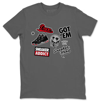 AJ4 Retro Bred Reimagined shirt to match jordans Sneakerhead Sticker sneaker tees Air Jordan 4 Retro Bred Reimagined SNRT sneaker release Tees unisex cotton Cool Grey 2 crew neck shirt