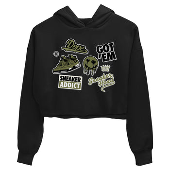AJ4 Medium Olive shirt to match jordans Sneakerhead Sticker sneaker matching tees Air Jordan 4 Medium Olive SNRT Sneaker Tees Black 2 Crop T-Shirt