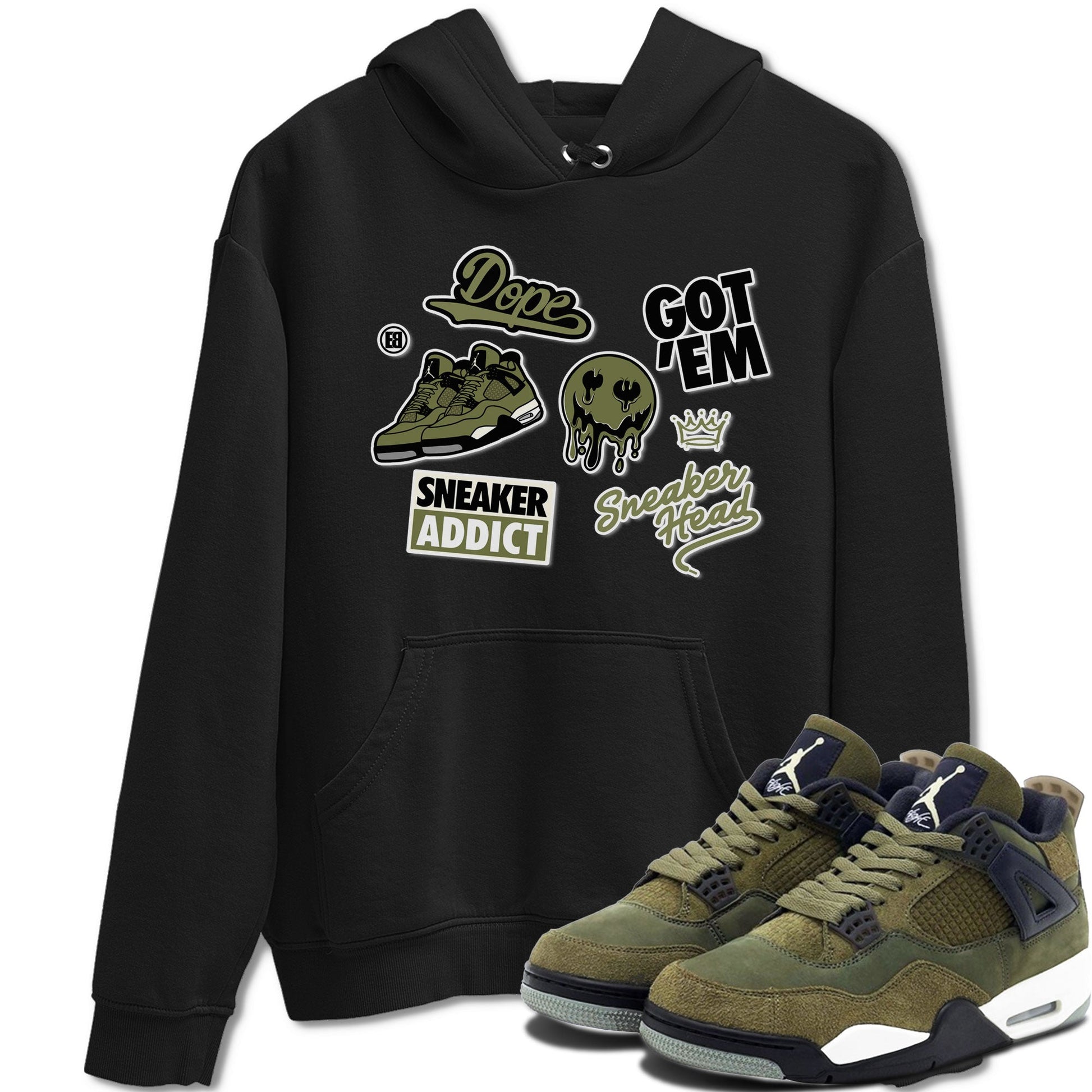AJ4 Medium Olive shirt to match jordans Sneakerhead Sticker sneaker matching tees Air Jordan 4 Medium Olive SNRT Sneaker Tees Unisex Black 1 T-Shirt