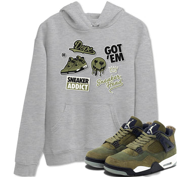 AJ4 Medium Olive shirt to match jordans Sneakerhead Sticker sneaker matching tees Air Jordan 4 Medium Olive SNRT Sneaker Tees Unisex Heather Grey 1 T-Shirt