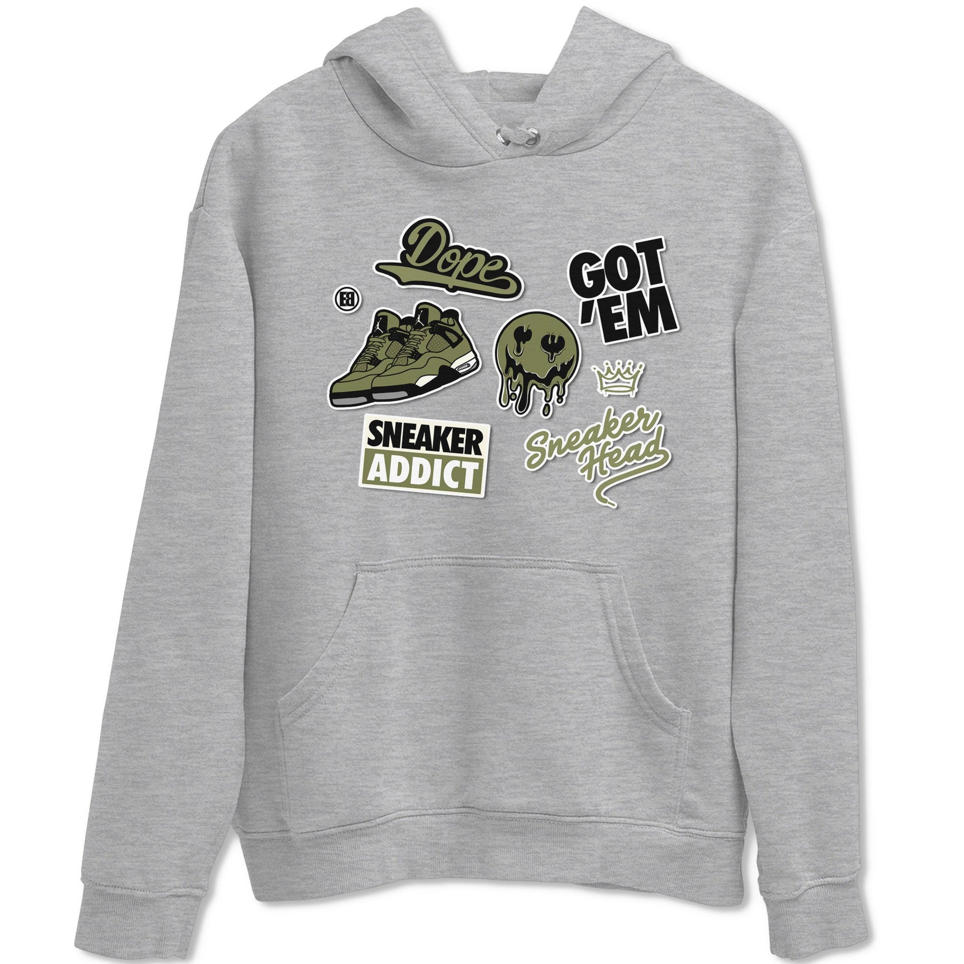 AJ4 Medium Olive shirt to match jordans Sneakerhead Sticker sneaker matching tees Air Jordan 4 Medium Olive SNRT Sneaker Tees Unisex Heather Grey 2 T-Shirt