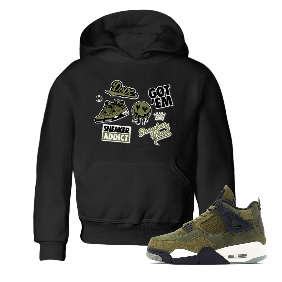 AJ4 Medium Olive shirt to match jordans Sneakerhead Sticker sneaker matching tees Air Jordan 4 Medium Olive SNRT Sneaker Tees Baby Toddler Black 1 T-Shirt