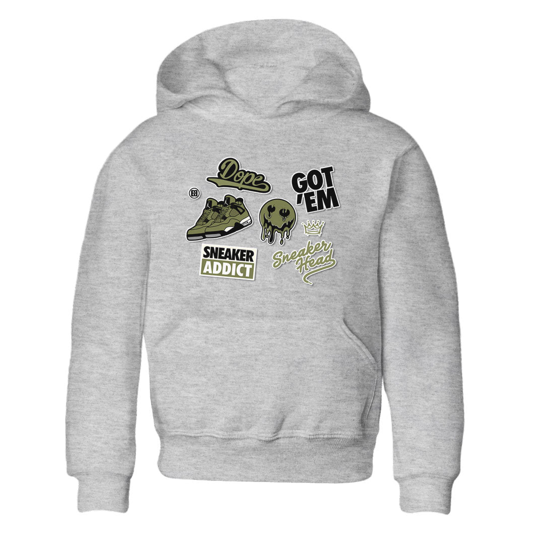 AJ4 Medium Olive shirt to match jordans Sneakerhead Sticker sneaker matching tees Air Jordan 4 Medium Olive SNRT Sneaker Tees Baby Toddler Heather Grey 2 T-Shirt