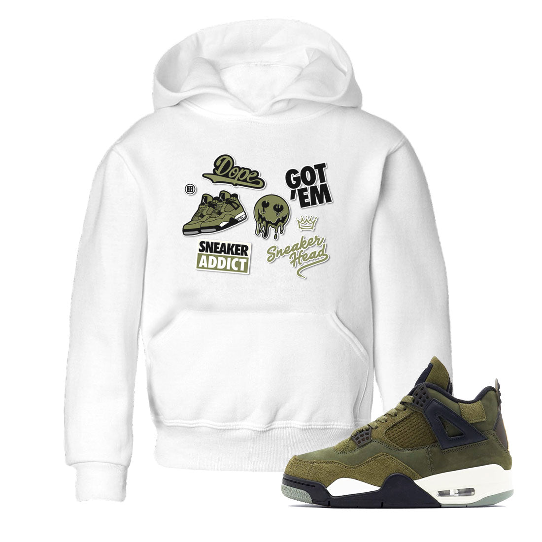 AJ4 Medium Olive shirt to match jordans Sneakerhead Sticker sneaker matching tees Air Jordan 4 Medium Olive SNRT Sneaker Tees Baby Toddler White 1 T-Shirt