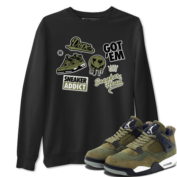 AJ4 Medium Olive shirt to match jordans Sneakerhead Sticker sneaker matching tees Air Jordan 4 Medium Olive SNRT Sneaker Tees Unisex Black 1 T-Shirt