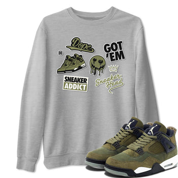 AJ4 Medium Olive shirt to match jordans Sneakerhead Sticker sneaker matching tees Air Jordan 4 Medium Olive SNRT Sneaker Tees Unisex Heather Grey 1 T-Shirt